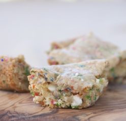 Cake Batter Blondies Recipe made with box cake mix