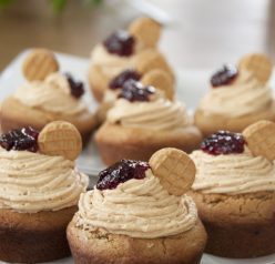 Giant Peanut Butter and Jelly Cookie Cups dessert recipe for the PB&J lover.