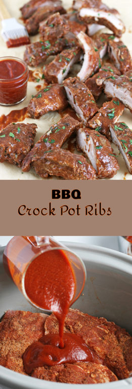 These Crock Pot Ribs are melt in your mouth tender. They come out juicy, delicious, and perfectly cooked without any stress or fuss. I’ll show you how to prepare the ribs, make the dry rub, and I have a delicious homemade BBQ ribs sauce!