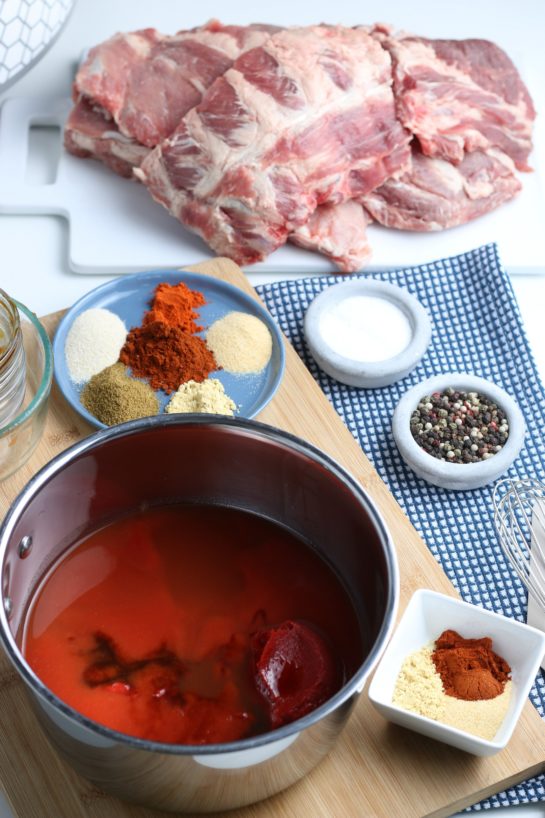 To begin making crock pot ribs we have to combine ingredients in the pot.